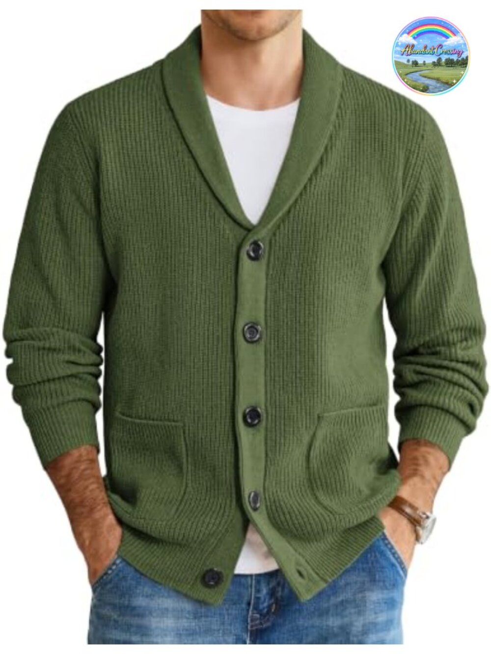 Shawl Collar Cardigan Sweater Button Up with Pockets Cable Knit